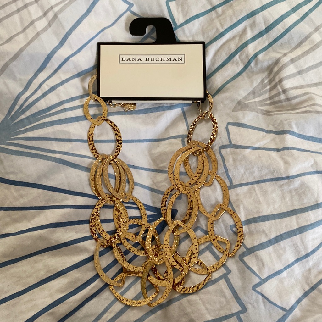 Nwt Dana Buchman Hammered Gold Color Layered Chain Necklace